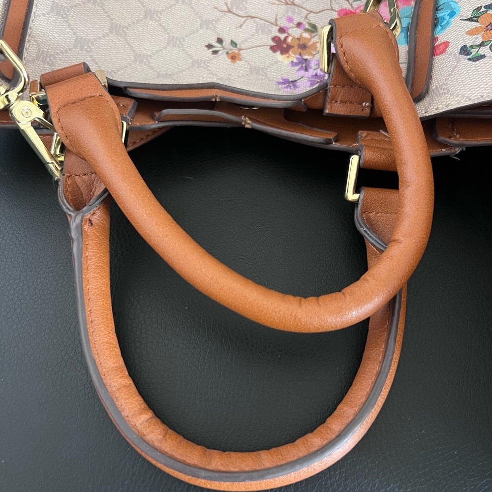 Steve Madden Beige Floral Tote with Brown Accents - Picture 3 of 7